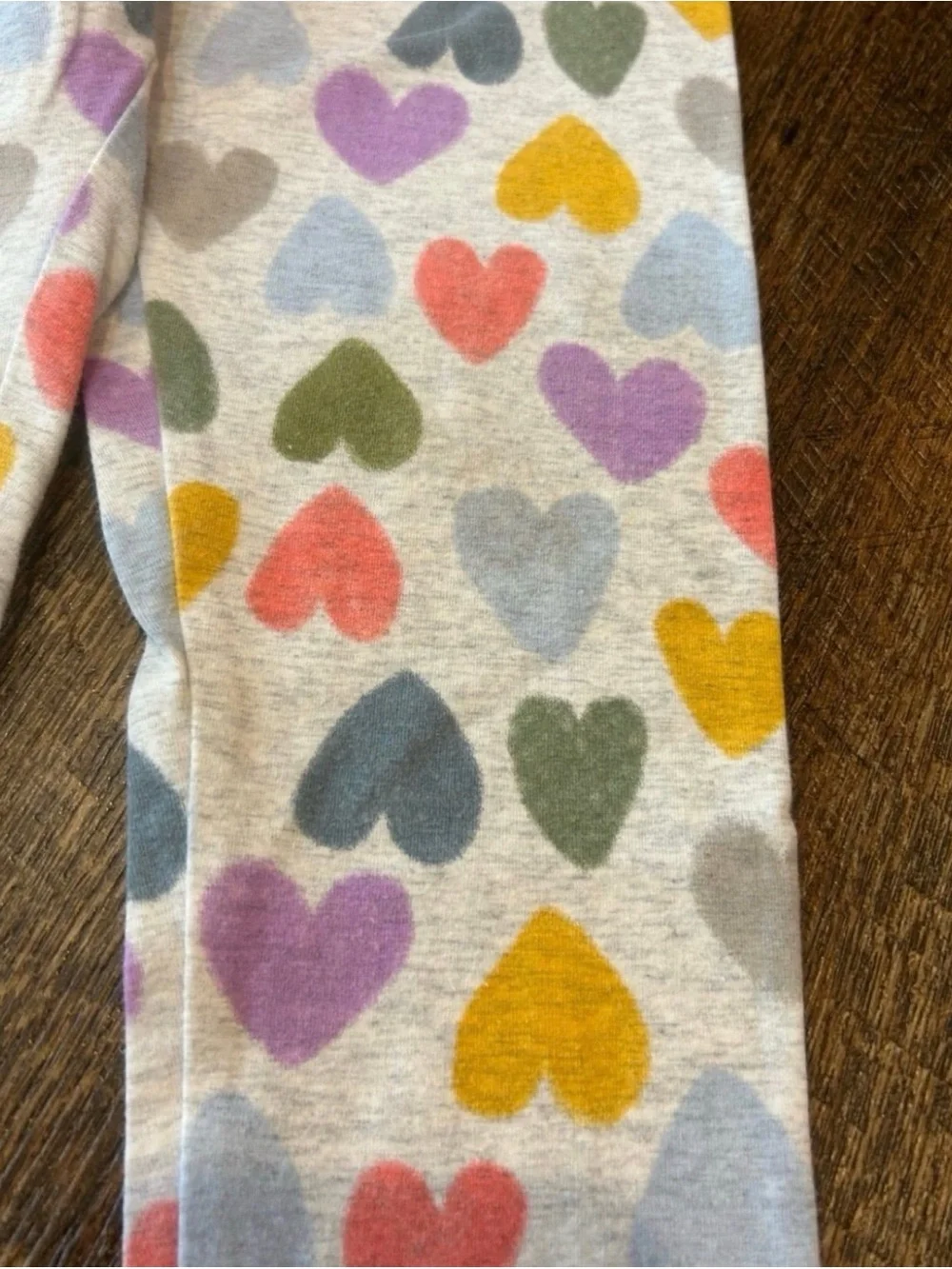 Carter's Sage Green Floral Top with Multicolor Heart Leggings Set
